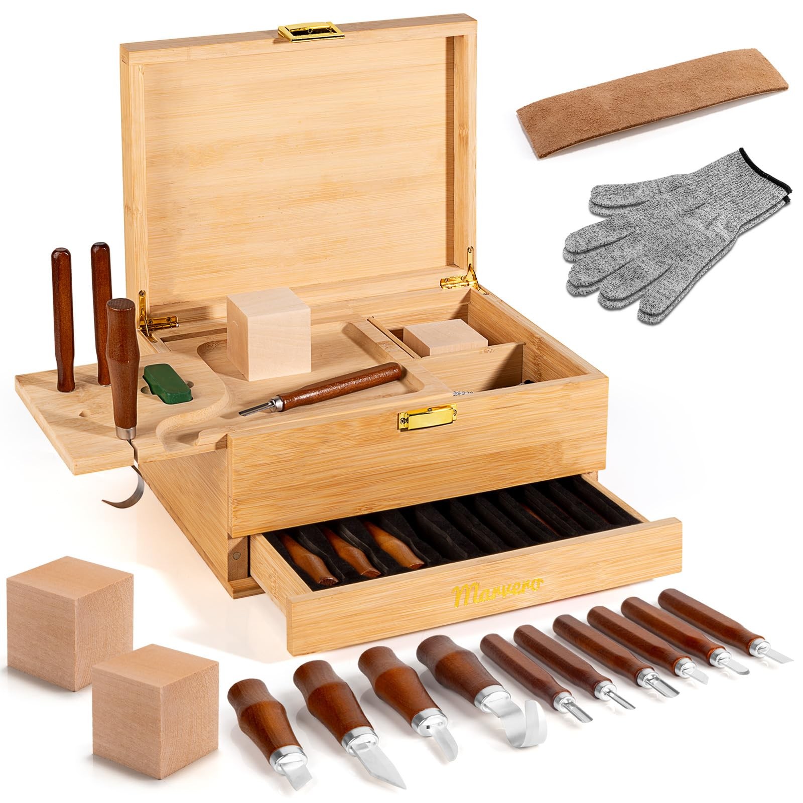 17-in-1 Wood Carving Tools Set Whittling Knife Kit w/ Box