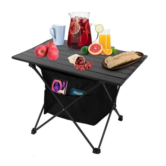 Foldable Camping Table with Storage Basket Rustproof Portable Aluminum Alloy ...