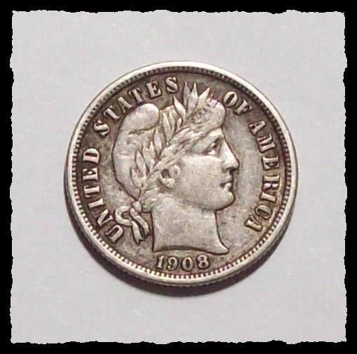 1908-D  BARBER DIME Nice Original Uncleaned XF #10D73 .900 SILVER