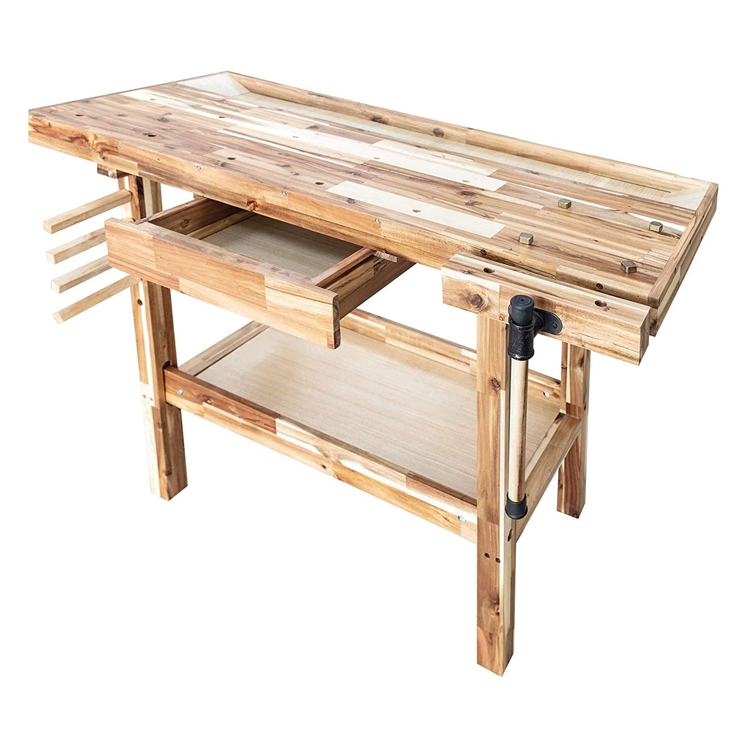 Olympia Tools 48'' Acacia Woodworking Carpentry Workbench w/ Storage (For Parts)
