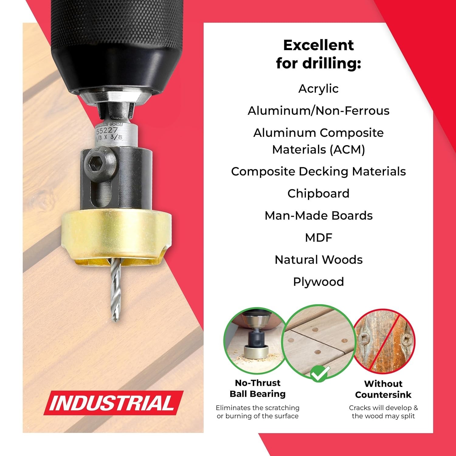 Carbide Tipped Countersink Drill Set with Depth Stop