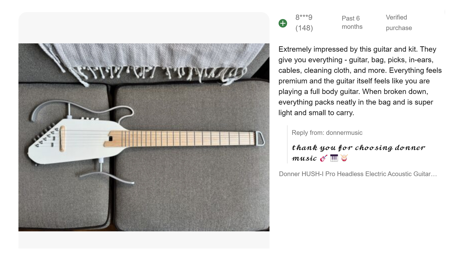 Donner HUSH I PRO Acoustic Electric Guitar Multiple Effect Modes Smart Guitarra