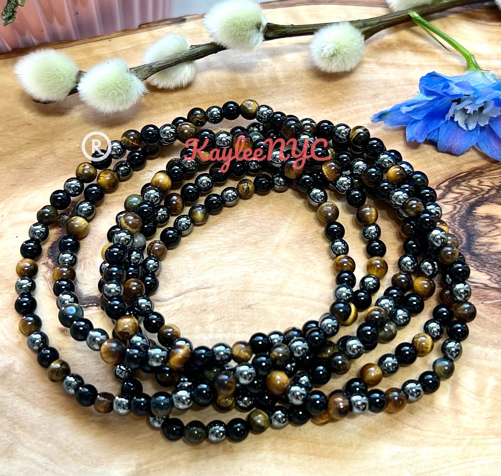 Wholesale Lot 6 Pcs Natural Protection 4mm Crystal Healing Stretch Bracelet 7.5"