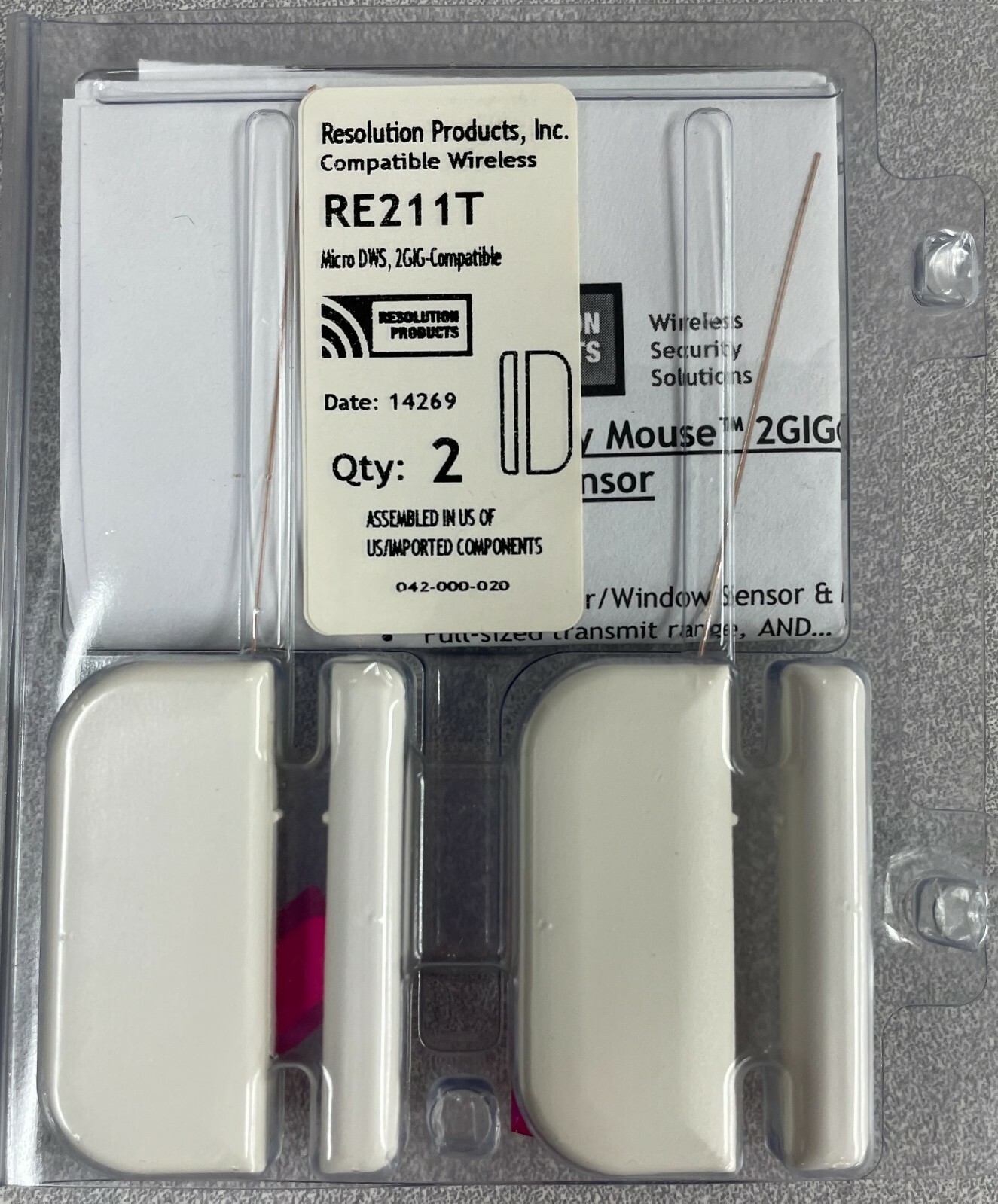 Resolution Products RE211T Mighty Mouse Wireless Door/Window Alarm Contact, 2-PK
