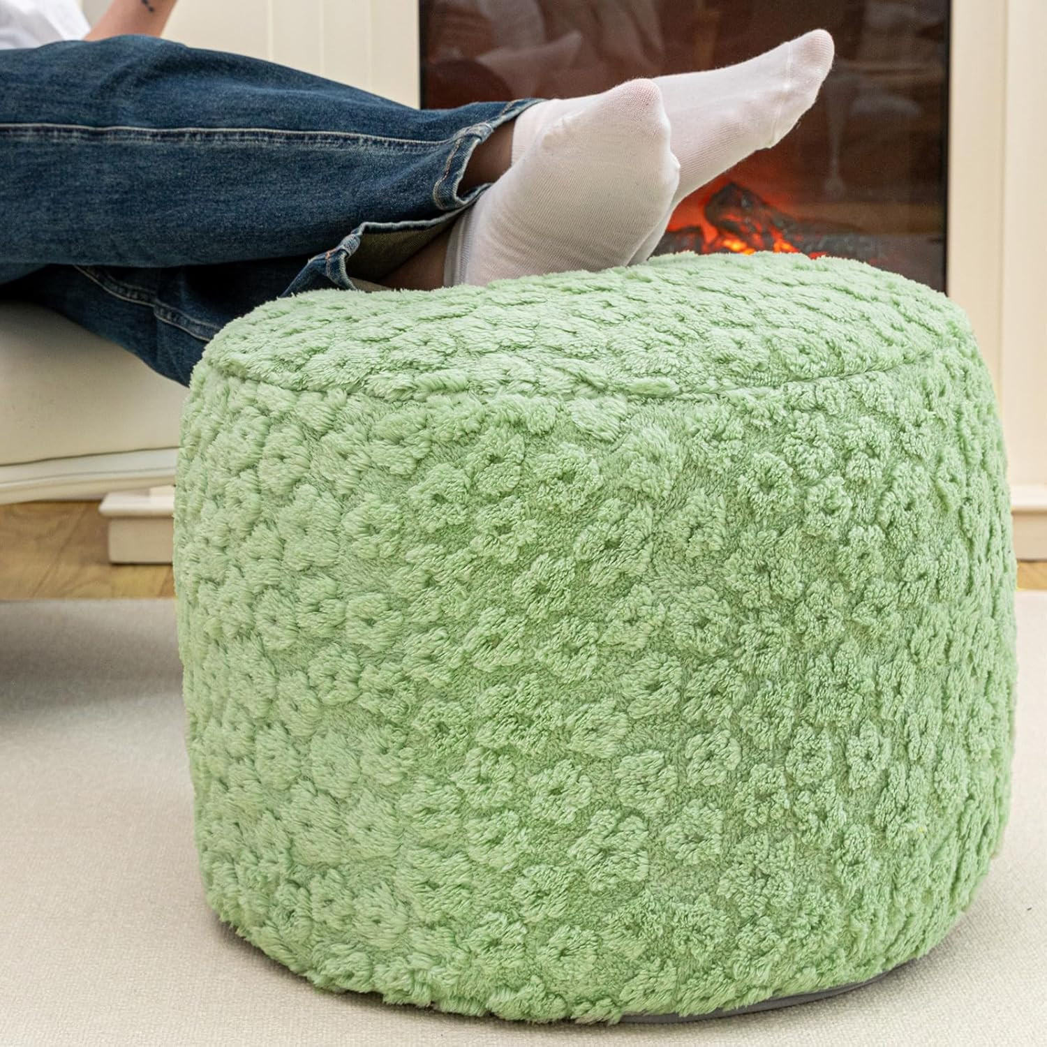 Ottoman Foot Rest Stuffed round Boho Floor Poof Seating Armchair Ottoman Foot St