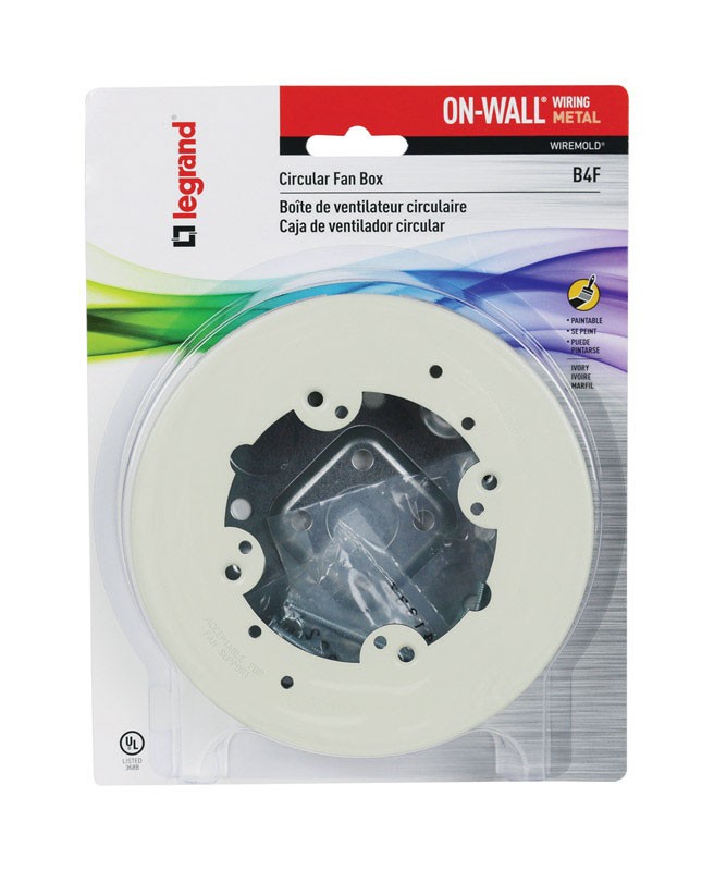 Wiremold B4F 700 Series Ivory Metal Round Weather-Resist Fan Box 1.2 H in.