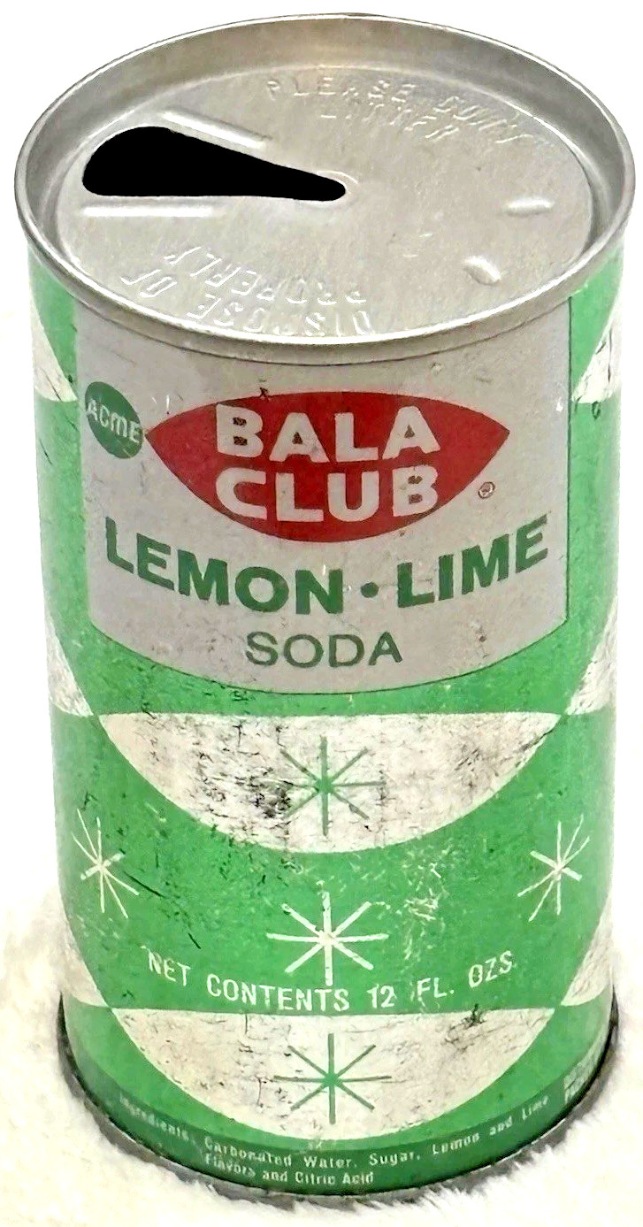 VTG 70’s Acme-Bala Club-🍋Lemon Lime🍋‍🟩-Philadelphia-12 oz-Steel Soda-Pop Can
