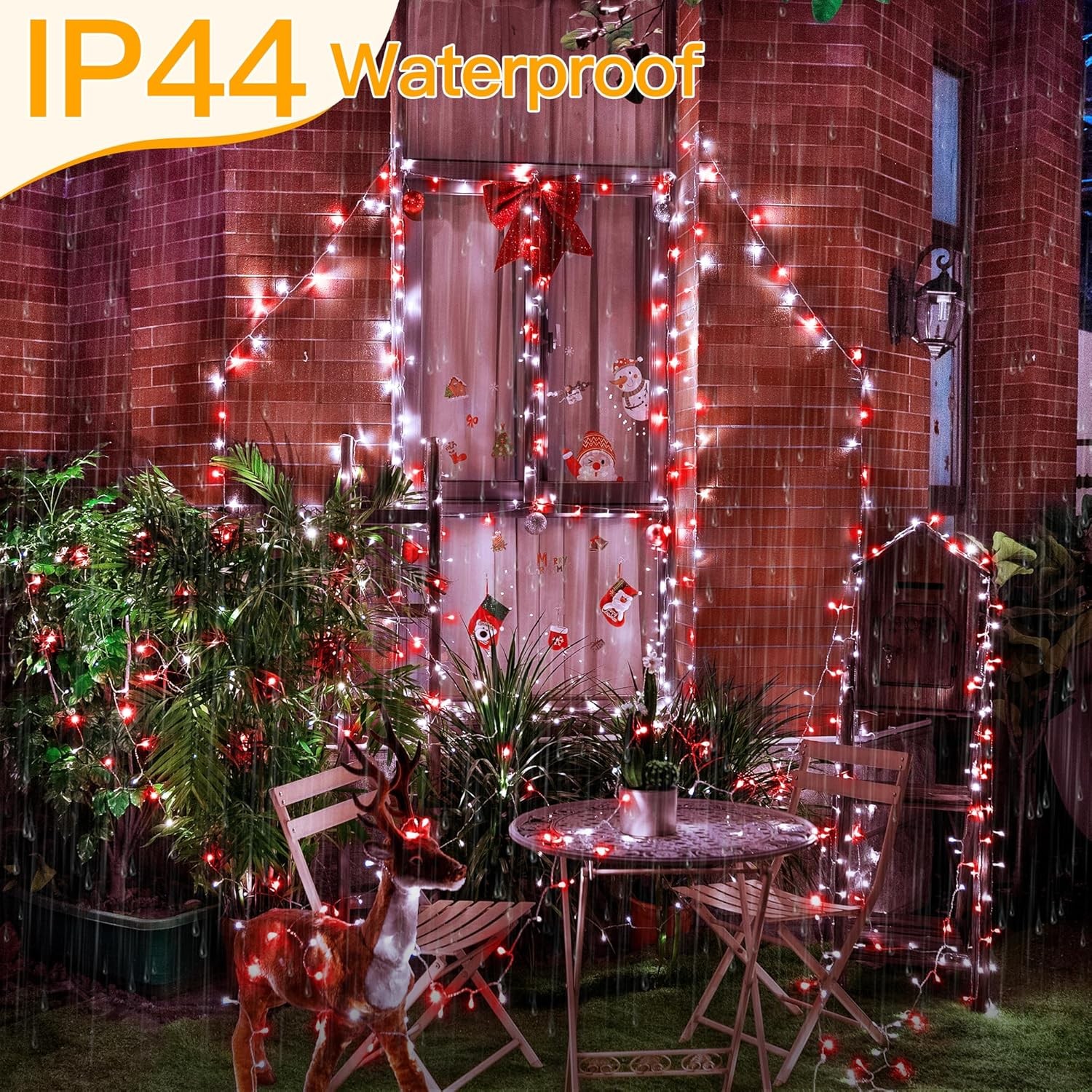 Red & White Lights Waterproof 400LED 131FT String Lights W/ Remote 3 Timer