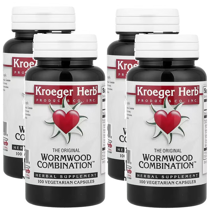 Kroeger Herb Products Wormwood Combination 100 Vegetarian Capsules Each (Pack 4)