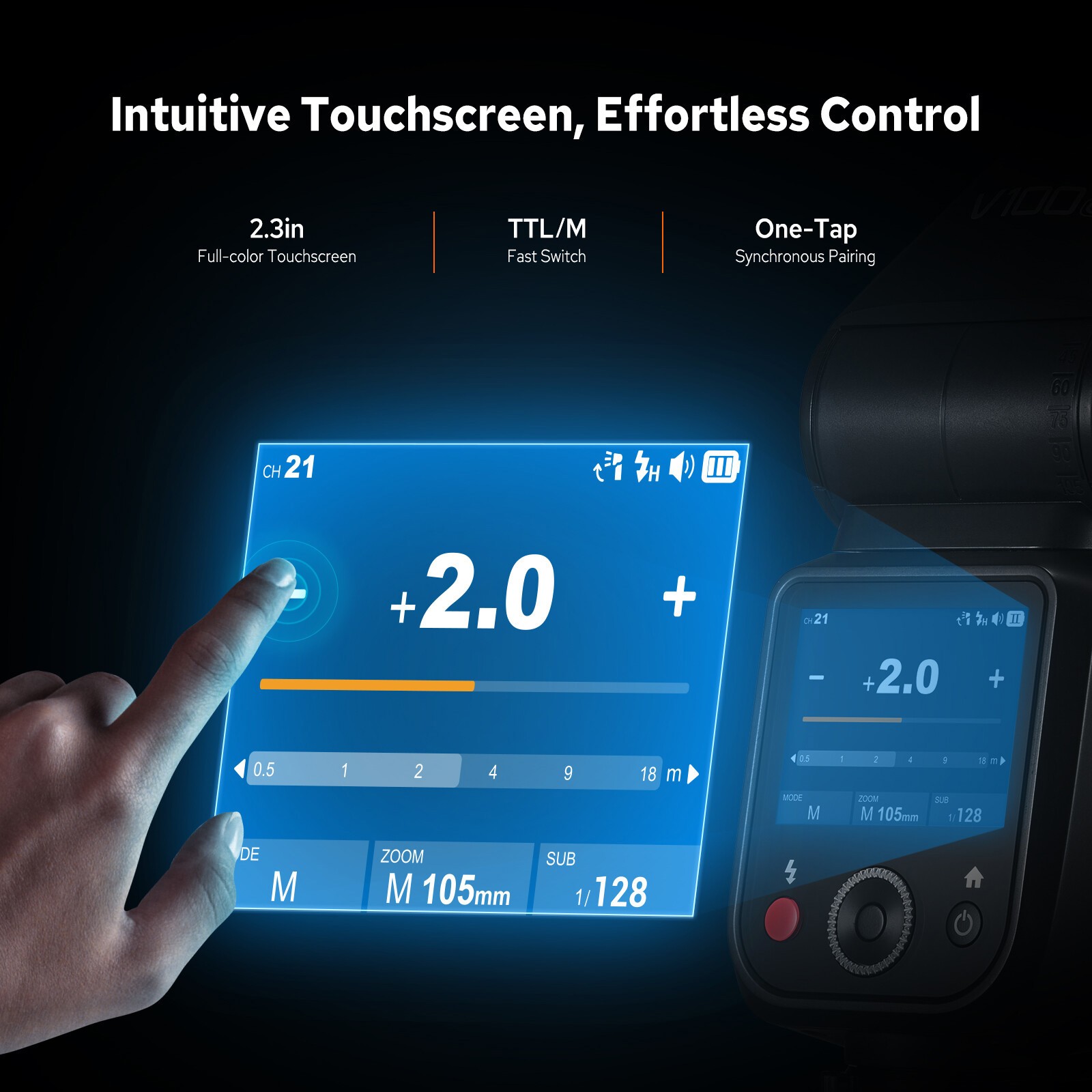 GODOX V100 N Godox Flash for Nikon – Touchscreen Control 100W TTL Camera Flash