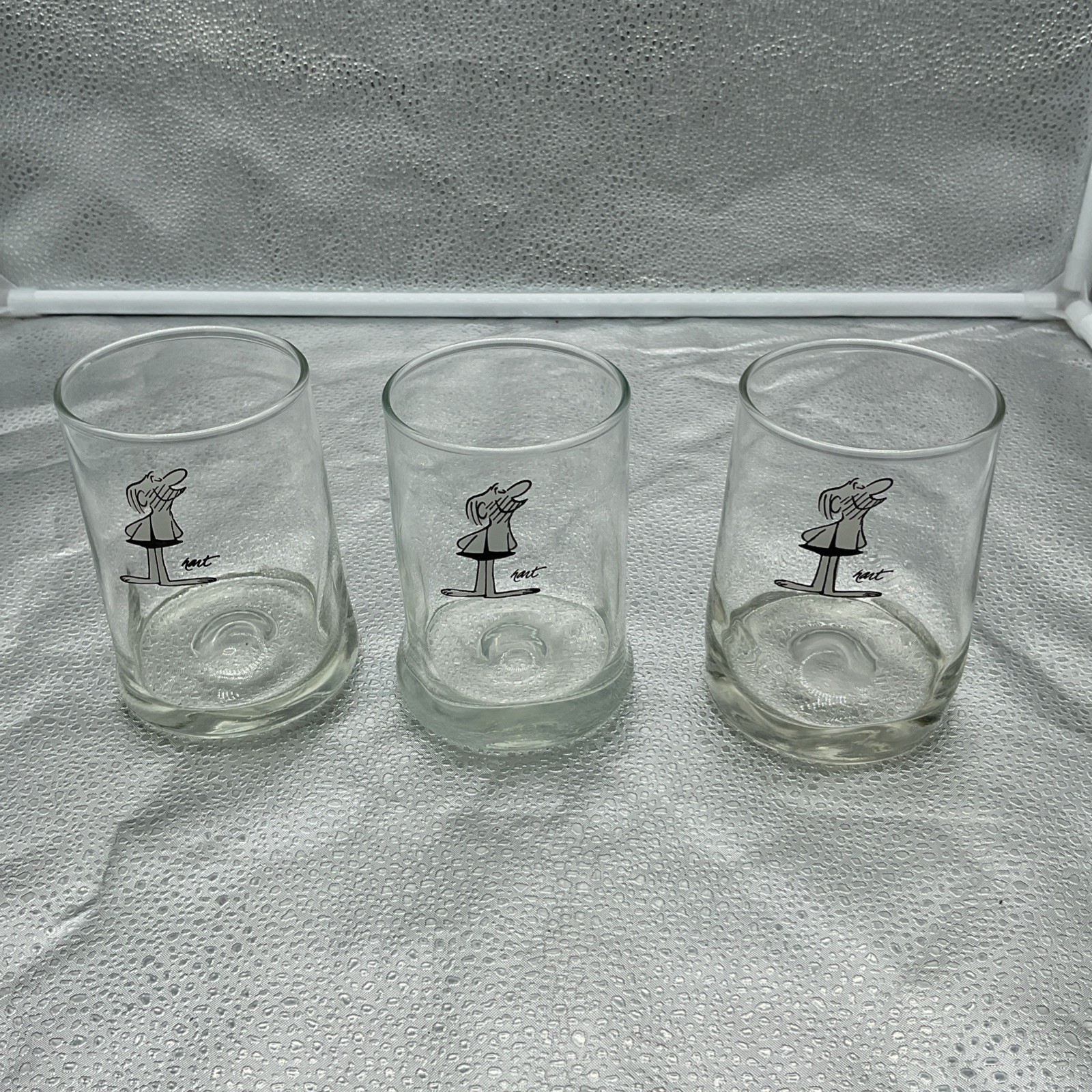 Vintage BC Comics Caveman Set of 3 Glass Mugs Cups Tumblers 4.5" tall