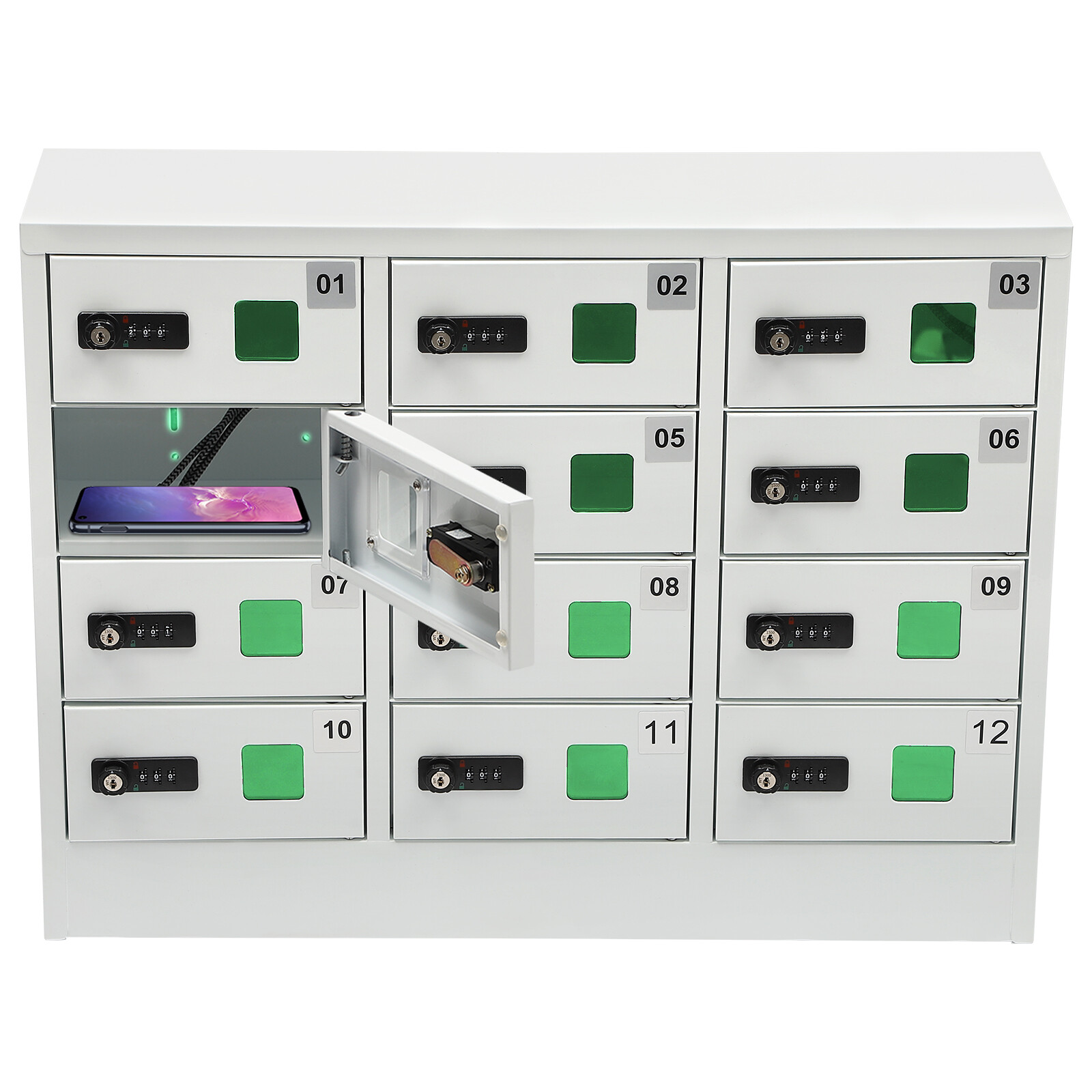 Cellphone Locker 12 Slots Charging Station Combination Lock For iPad Storage