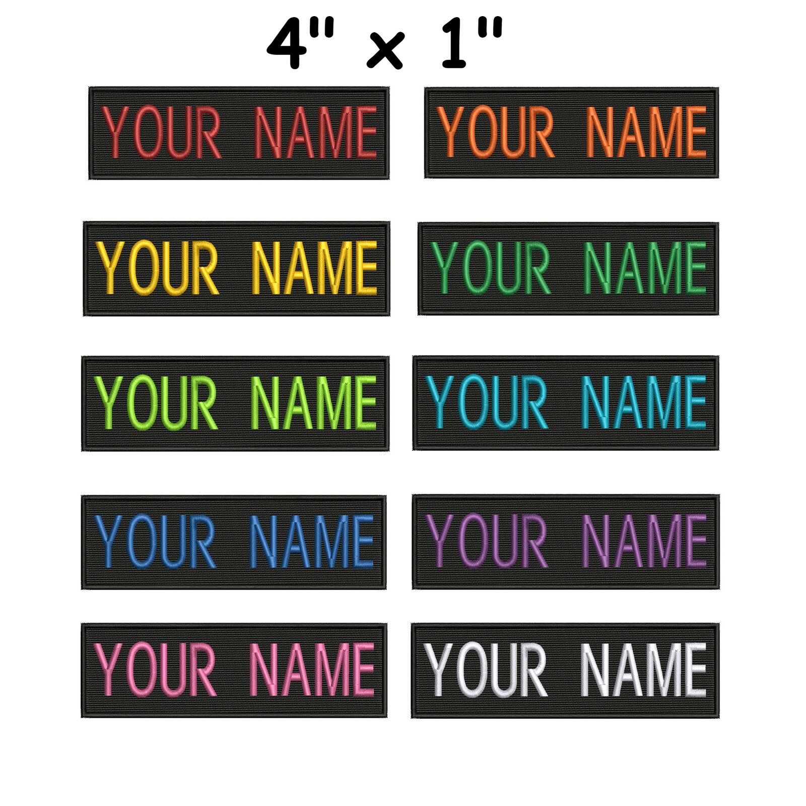 Custom Embroidered Name Tag Sew on Patch Motorcycle Biker Patches 4" x 1" (B)