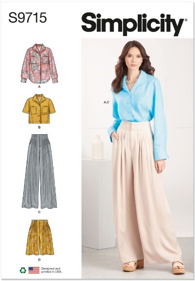 Simplicity 9715 Pants Top Shorts Pattern Wide Leg Pleats Misses K5 8-16 Y5 18-26