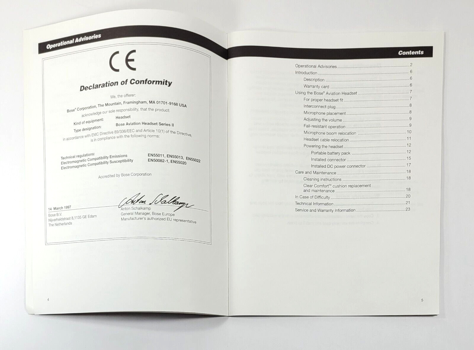 Bose Aviation Headset Series II Manual & Owner's Guide