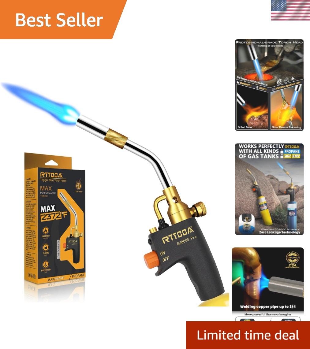 Versatile GJ-8000Pro Propane Torch Head – Trigger Ignition & Pressure Regulator