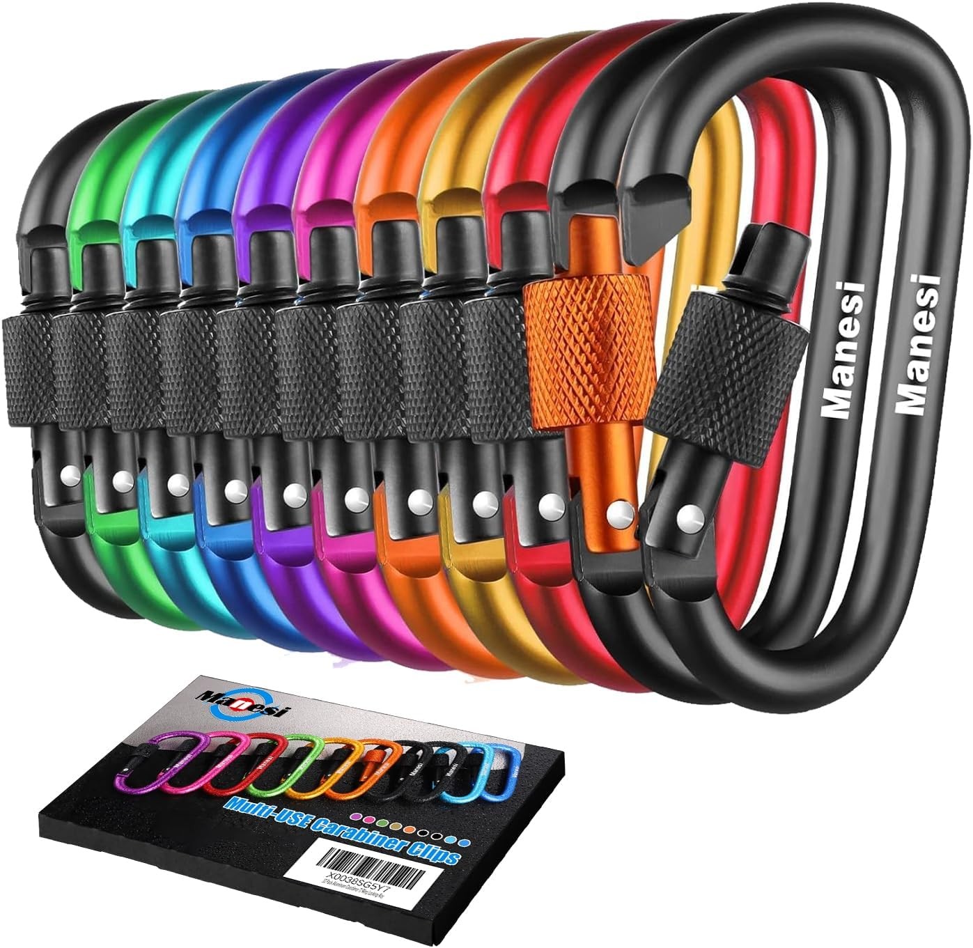 10 Pack Carabiner, 3 inch Aluminum D-Ring Locking Carabiner Clip, Snap Hook Spor