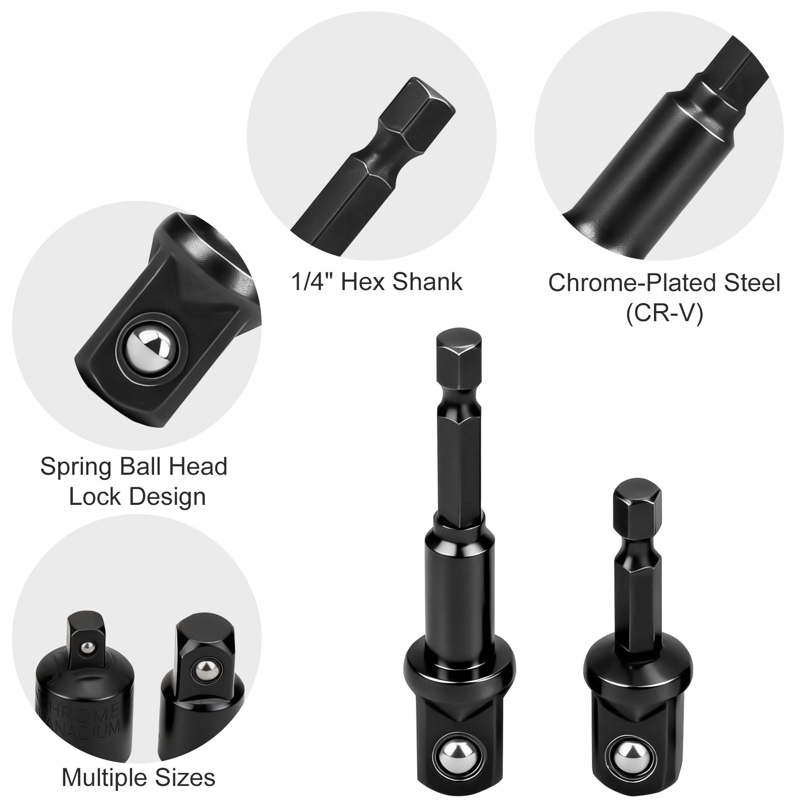 12x Impact Socket Adapter & Reducer Set 1/4 3/8 1/2" Hex Shank for Drill Driver