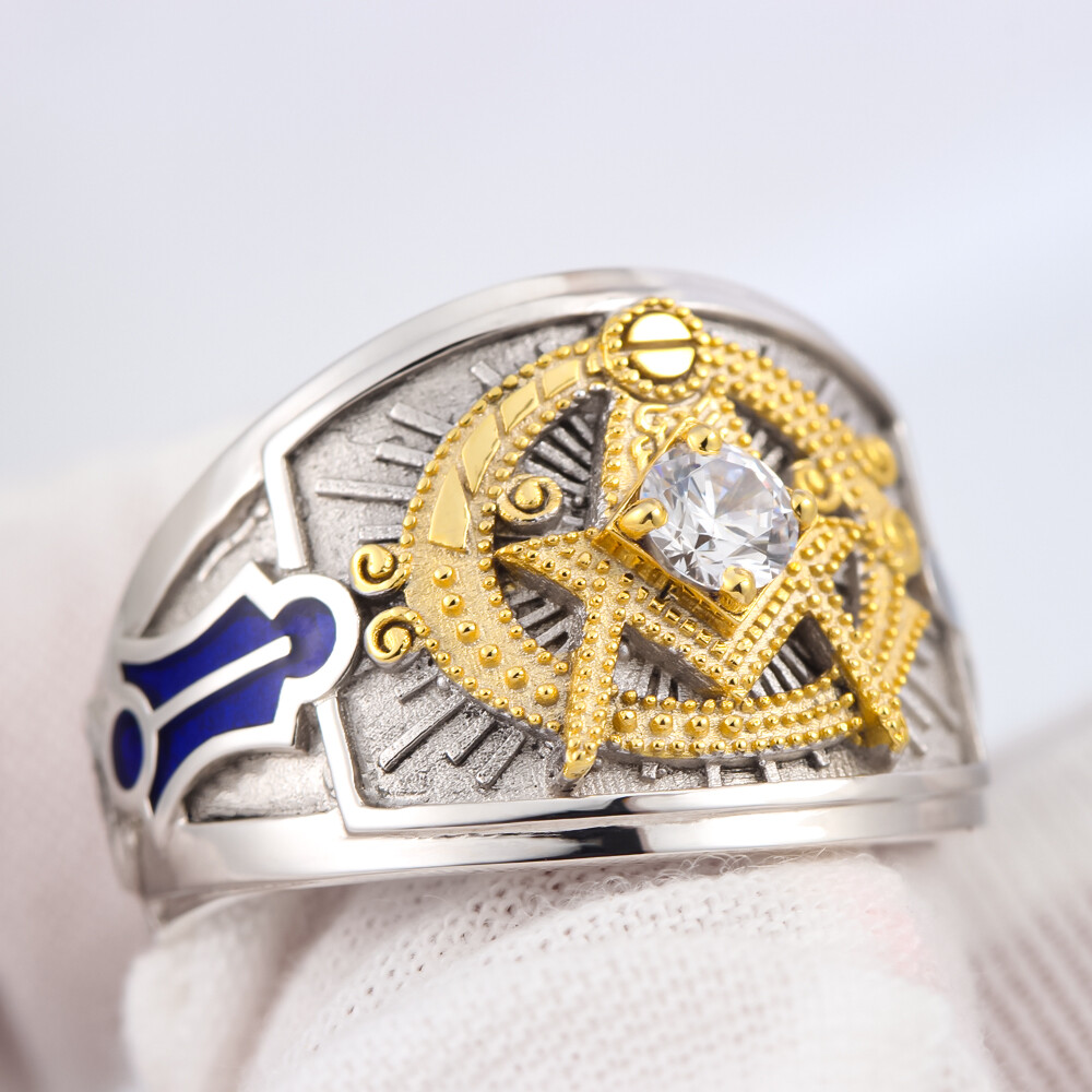 Ancient Templar G Freemason Masonic Solid Sterling Silver Ring