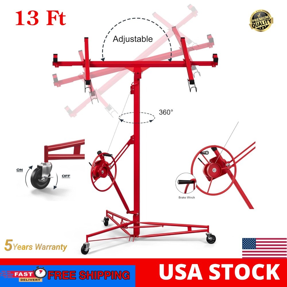 13' Sheetrock Hoist Panel Drywall Lift Lifter Plasterboard 150Lbs Holder Tool US