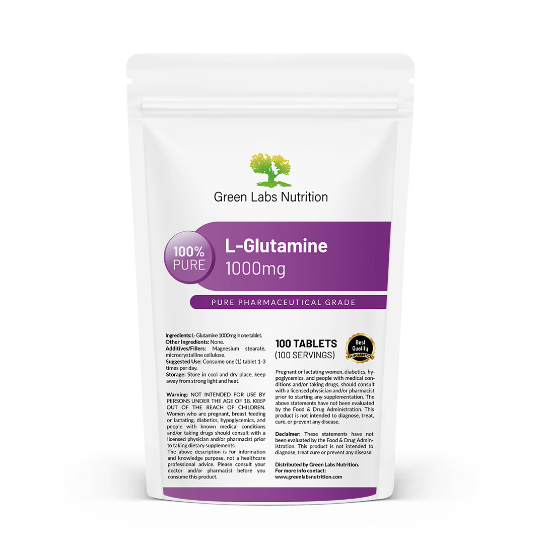 L-Glutamine 1000mg Tab – 100% Pure Amino Acid, Anti-Catabolic & Muscle Recovery
