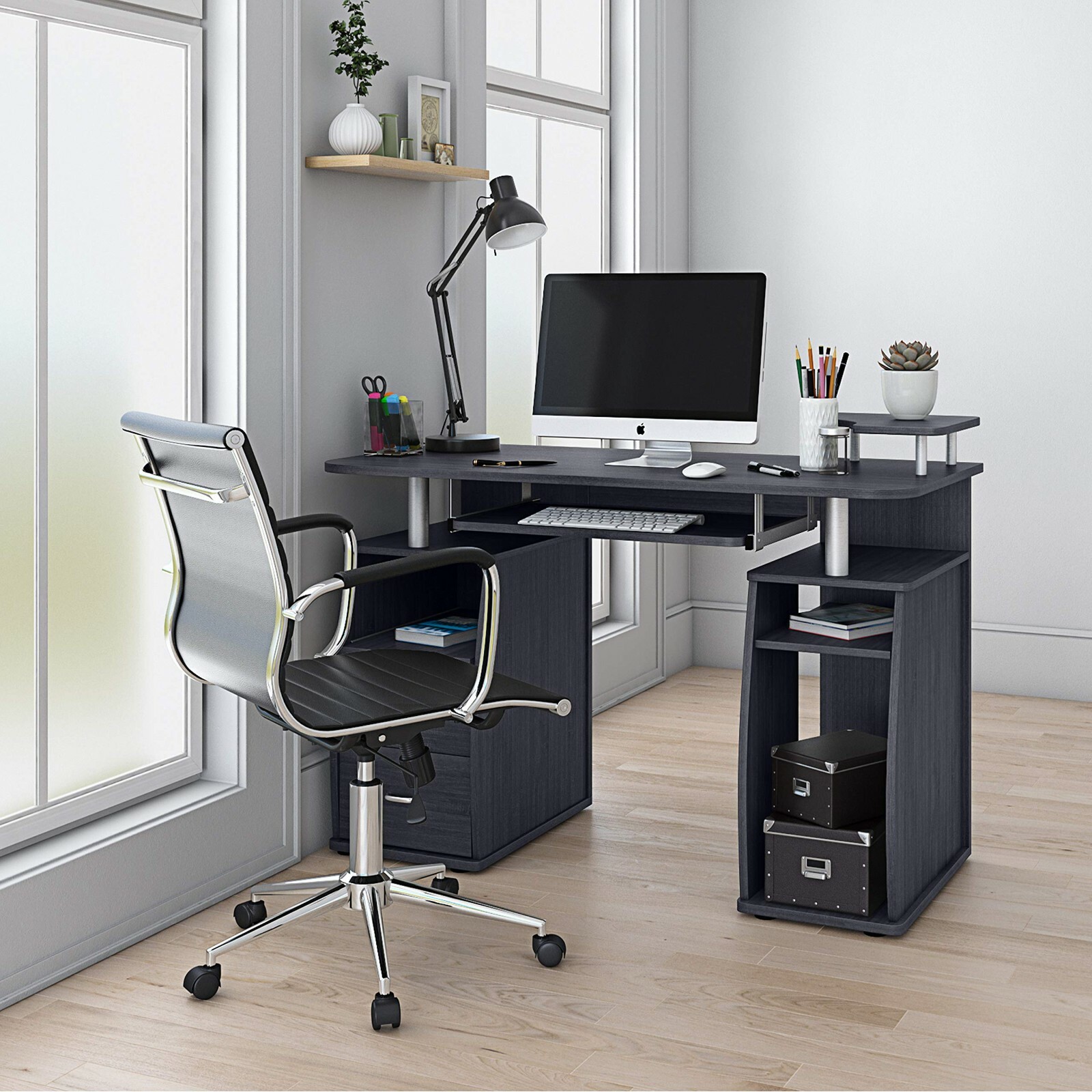 Techni Mobili Complete Computer Desk with Pull-Out Keyboard & Multiple Storage
