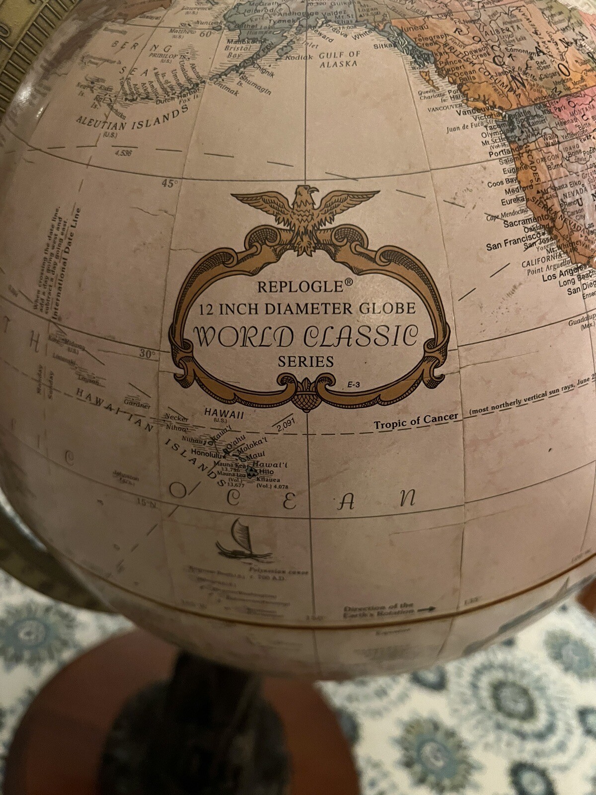 Replogle 12" diameter Classic World Globe, American Bald Eagle Base