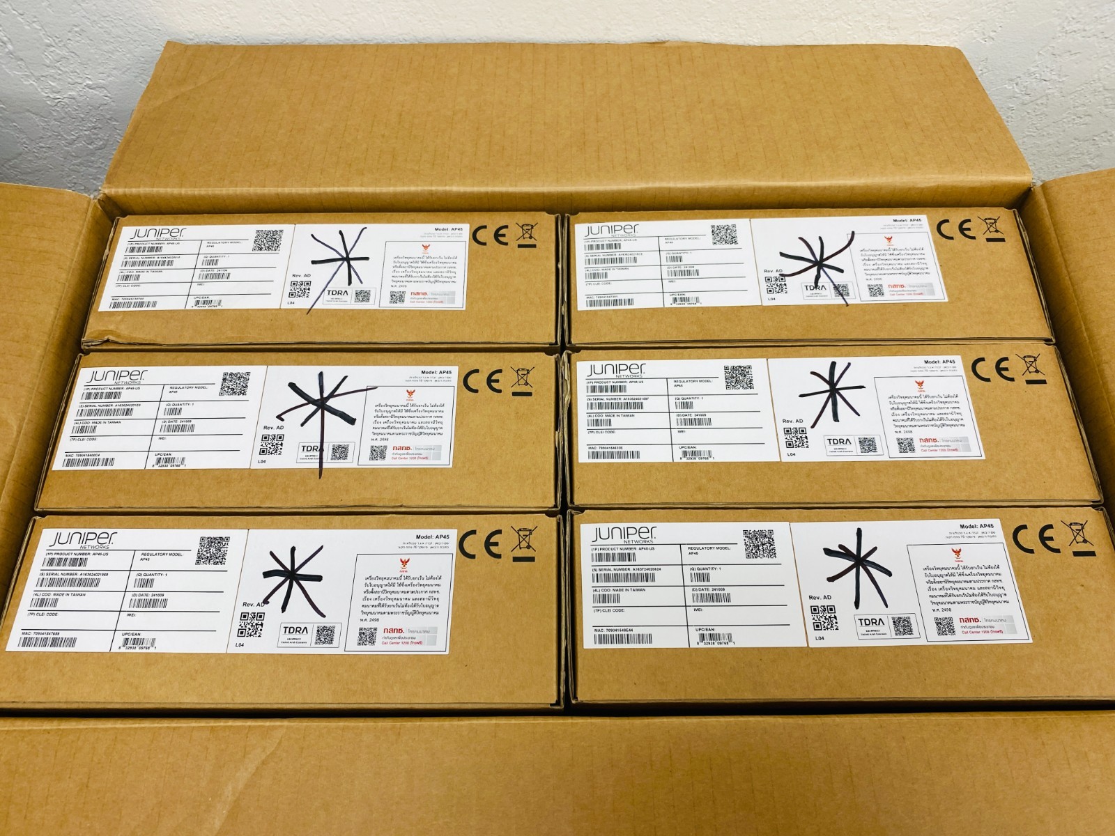 Lot of 6 Juniper Networks AP43 Mist Wireless Access Point COMPLETE