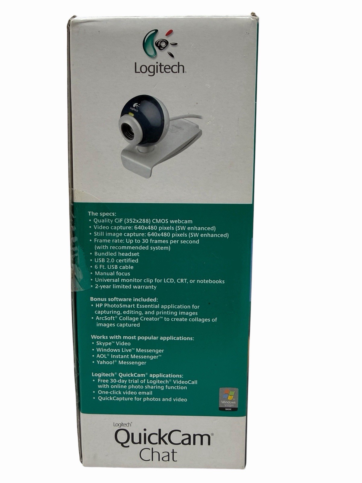 Logitech QuickCam Chat USB Webcam w/ Headset New Open Box Windows XP Vista PC