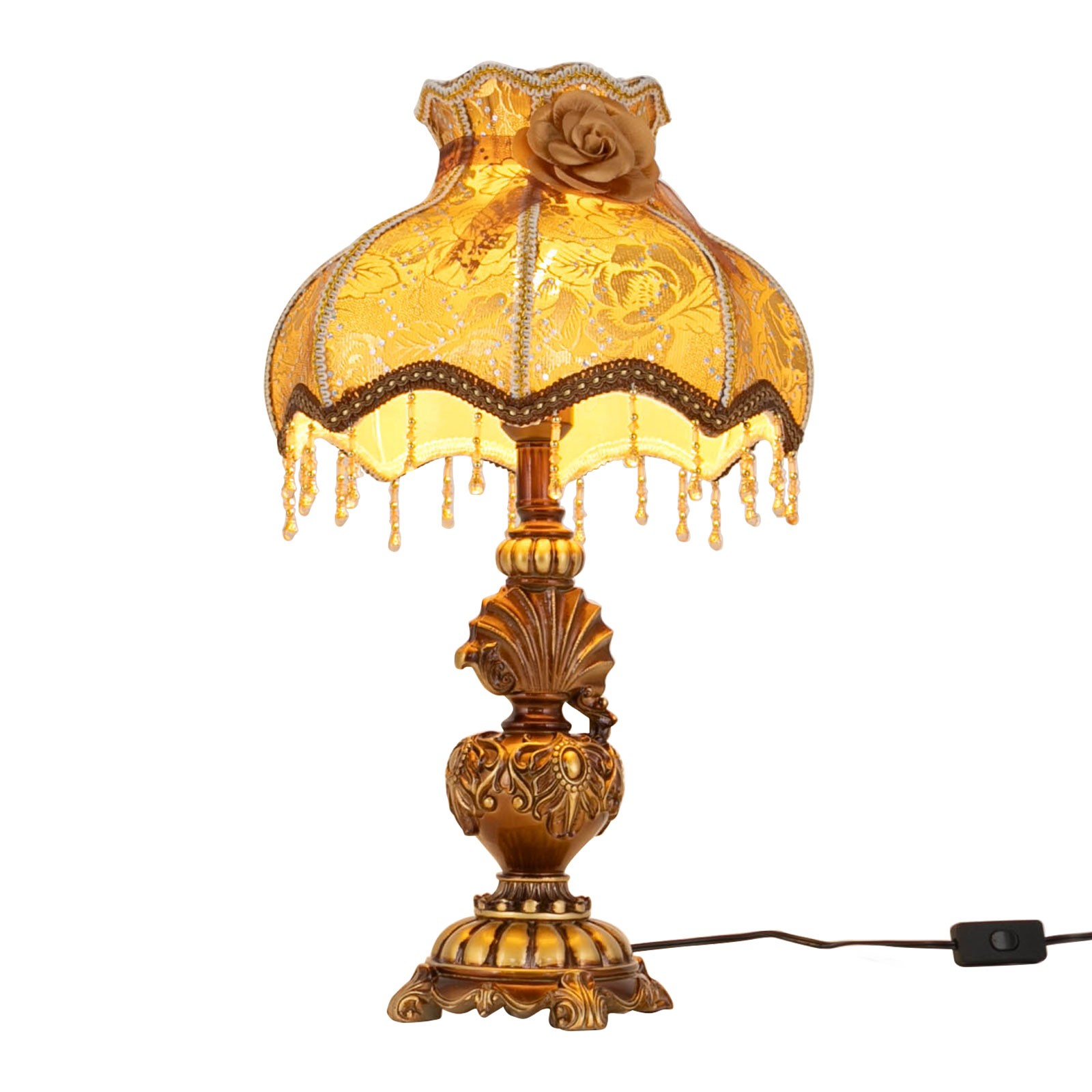 European Style Flower Table Lamp with Push-Button Switch and Elegant Design