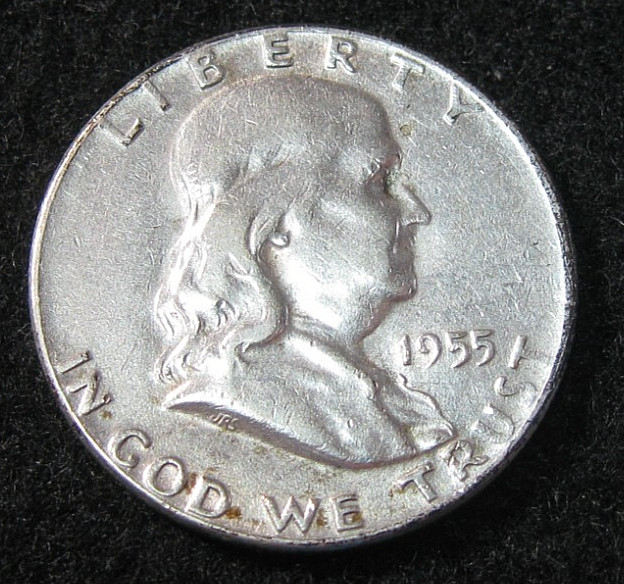 1955 - FRANKLIN HALF DOLLAR - 50c   -  Bugs Bunny  - Silver - Circulated