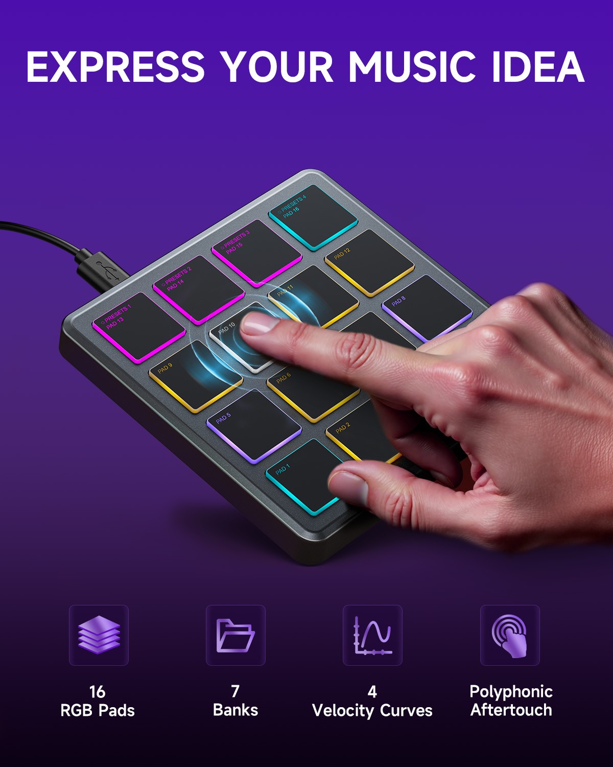 Donner STARRYPAD MINI USB MIDI Controller App Controller With Software | Gray