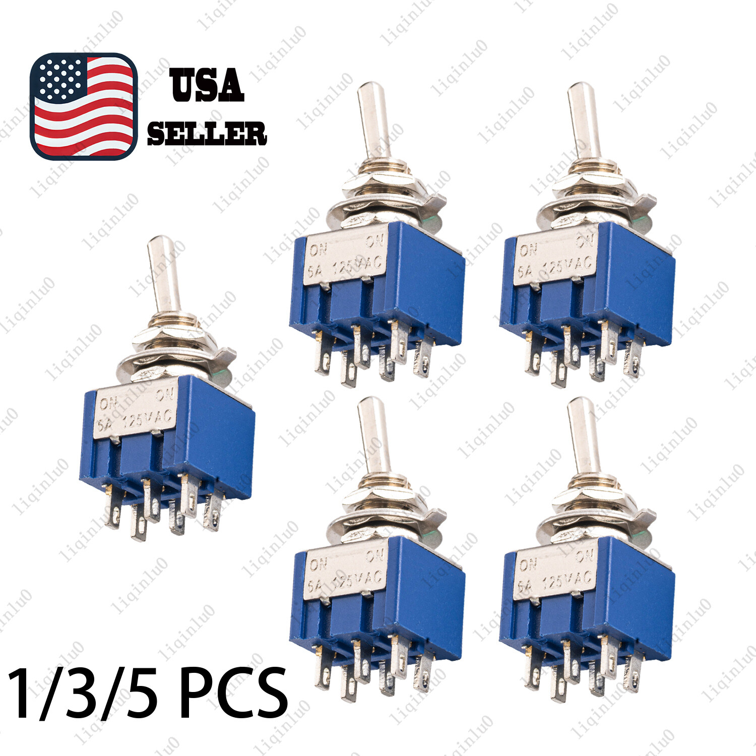 Guitar DPDT Blue 2 Way 6 Pin ON ON Guitar Mini Toggle Switch Car/Boat Switches