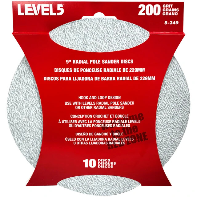 LEVEL5 9" Drywall Radial Pole Sanding Disc - 200 Grit - 10 Pack | 5-349
