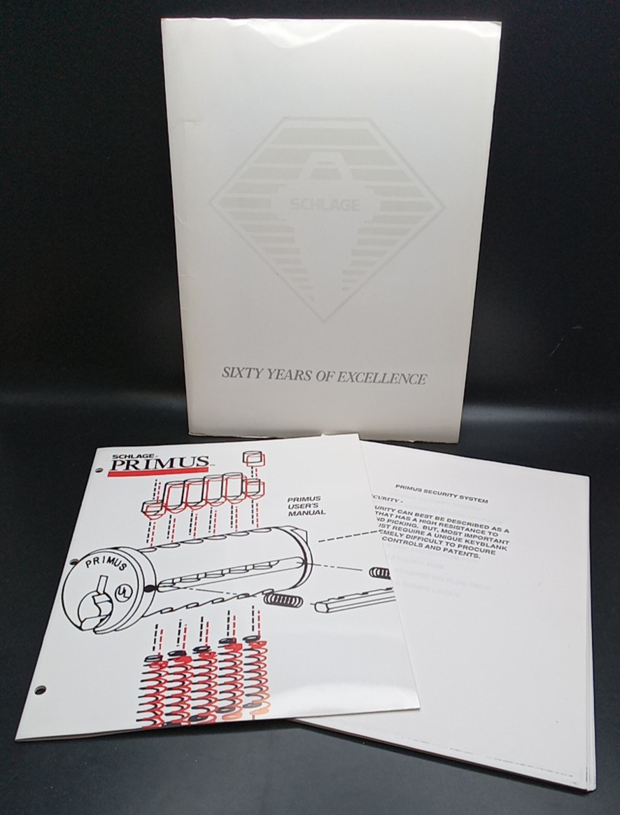 Schlage Primus Lock Users Manual Sales? Folder +