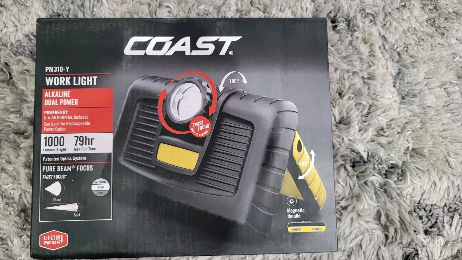 Coast 3.7-Watt LED Black Battery-operated Rechargeable Portable Work Light NEW