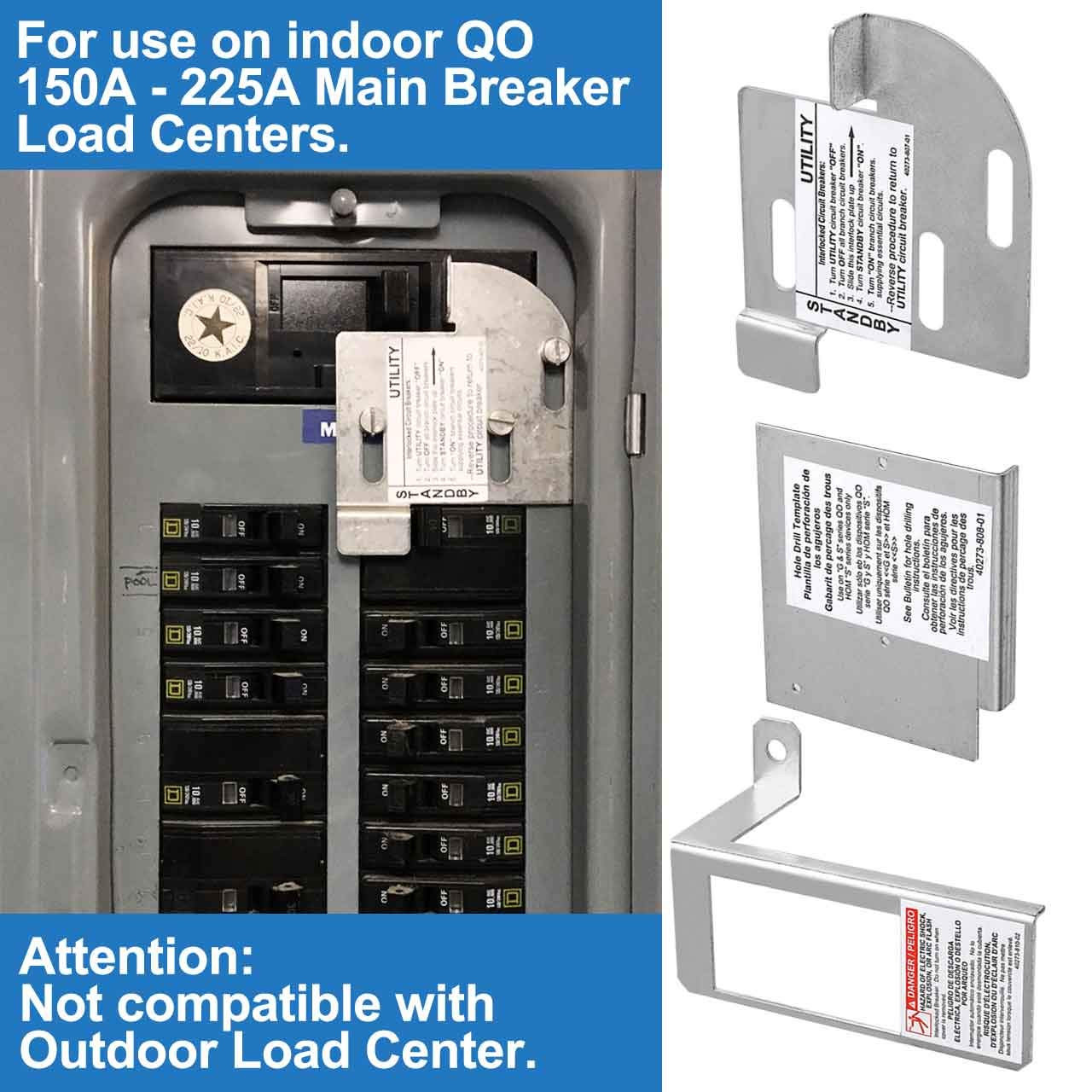Generator Interlock Kit Compatible with Square D Electric QOCGK2C QO Cover Gener