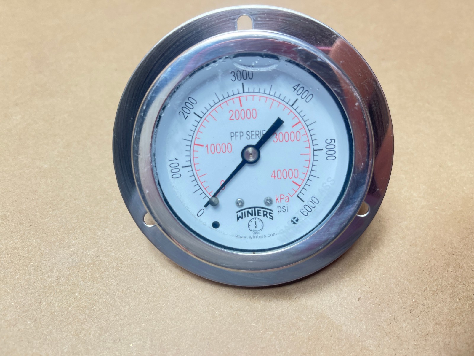 2.5" Panel Mount Stainless Steel Pressure Gauge 6000PSI 42000kPa Rear 1/4" Conn
