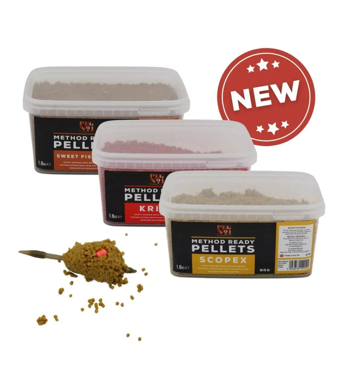 Peg No1 Method Ready Pellets 1.8kg - Krill  Scopex  Sweet Fishmeal - carp pellet