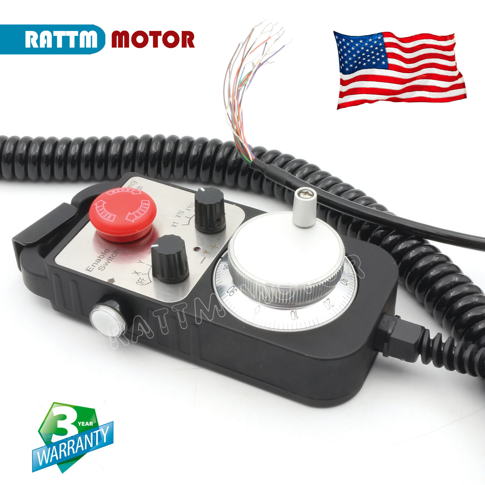 〖US〗6 Axis 100 Pulse Universal Handwheel MPG Pendant Handwheel+Emergency E-stop
