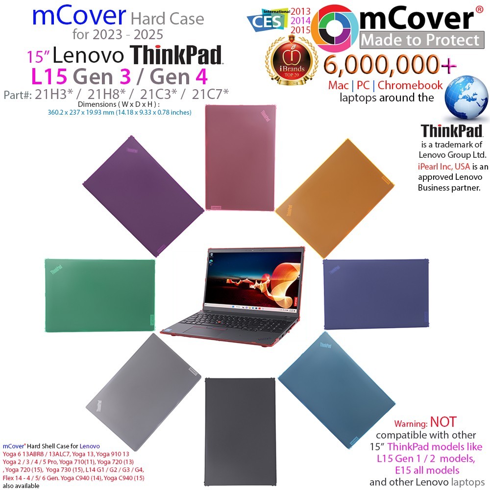 NEW mCover® Hard Case for 2023-2025 15.6" Lenovo ThinkPad L15 Gen 3 / 4 Laptop