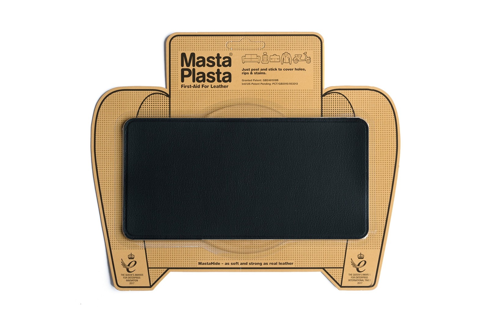 MastaPlasta Leather Patches for Furniture - 8in x 4in Black Leather Repair Patch