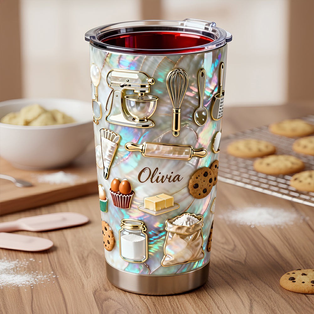Personalized Baking Tumbler 20oz Custom Name Baker Kitchen Lover Gift