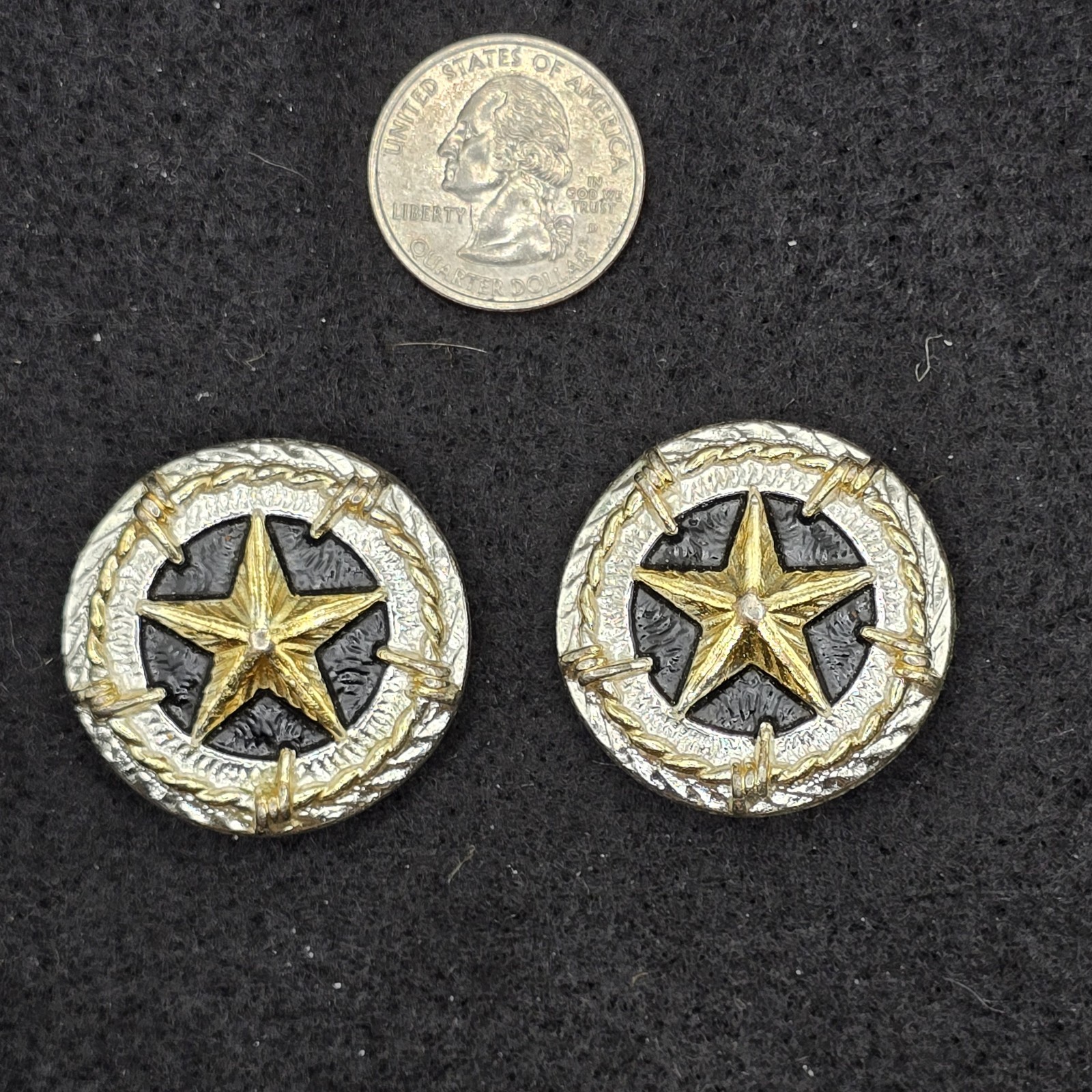 1" Gold Star Barb Wire Concho 11371-10 Tandy Leather Lot of 2 PCS