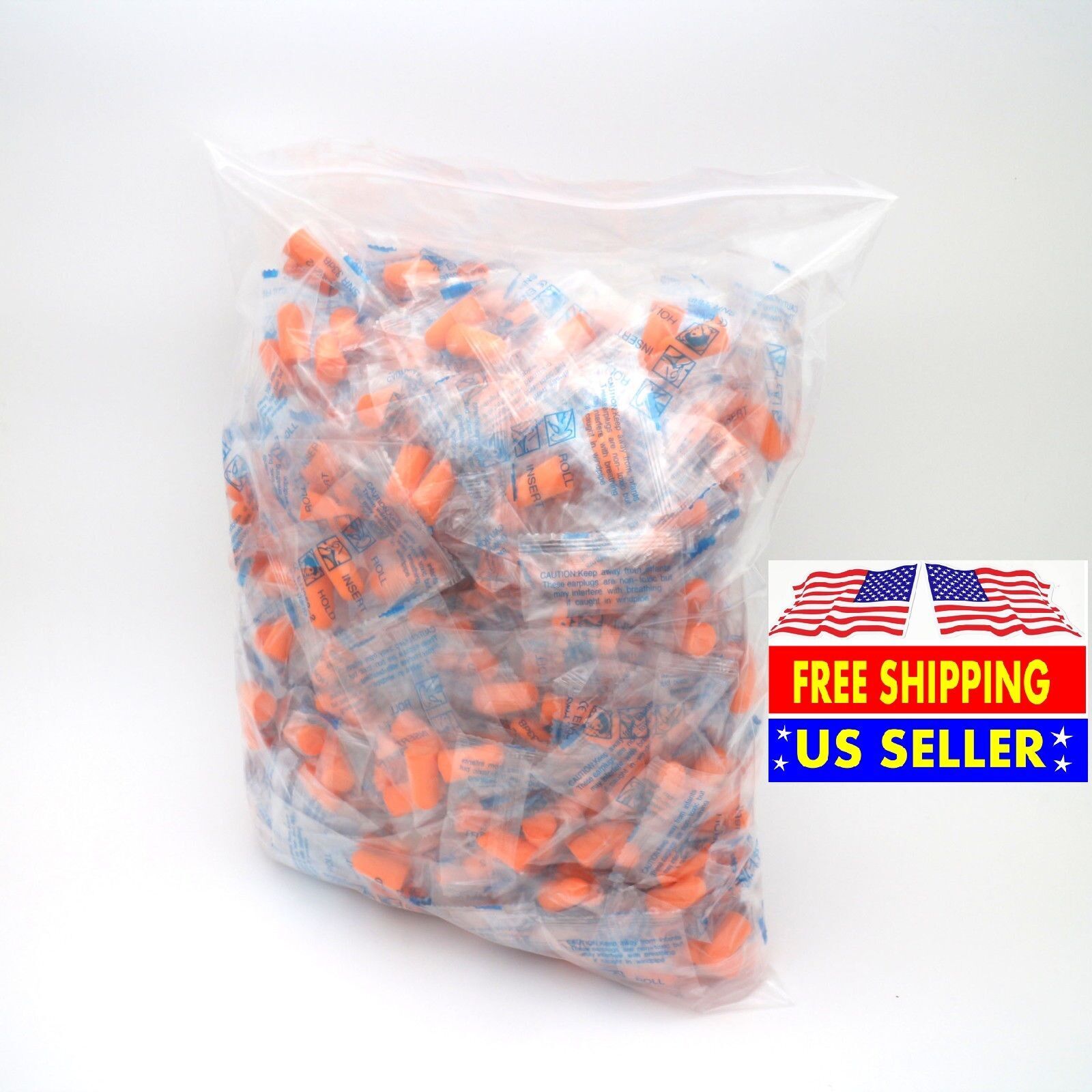 600pcs Ear Plugs Soft Orange Foam Sleep Travel Noise Shooting Working Lot Bulk