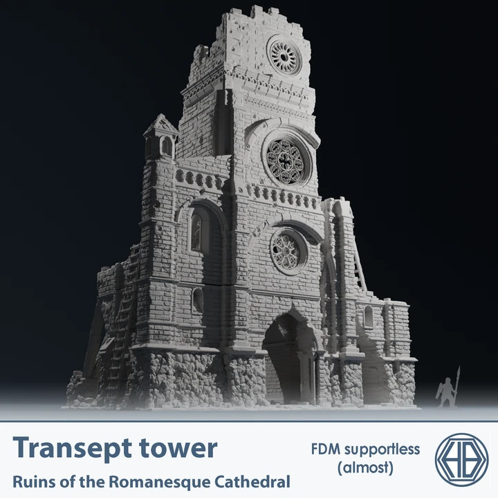 Romanesque Temple Transept Tower | Wargame Terrain |  Multi-Piece | FDM printed