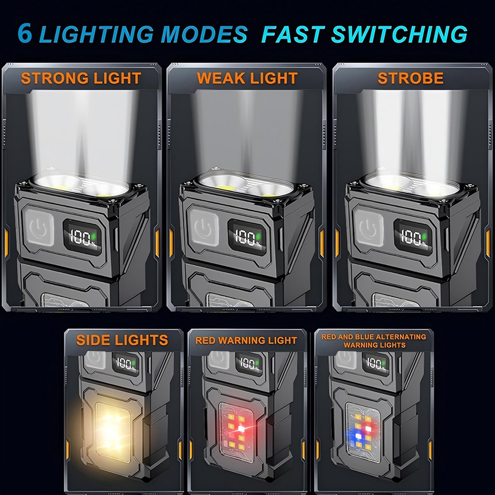 Portable Pocket LED Flashlight Magnetic USB Rechargeable Mini Torch Work Light