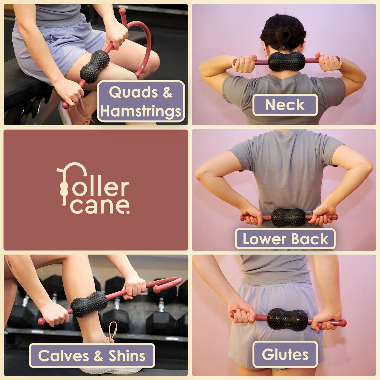 Roller Cane Massager | 2-in-1 Massage Roller Stick & Trigger Point Cane | Rub...