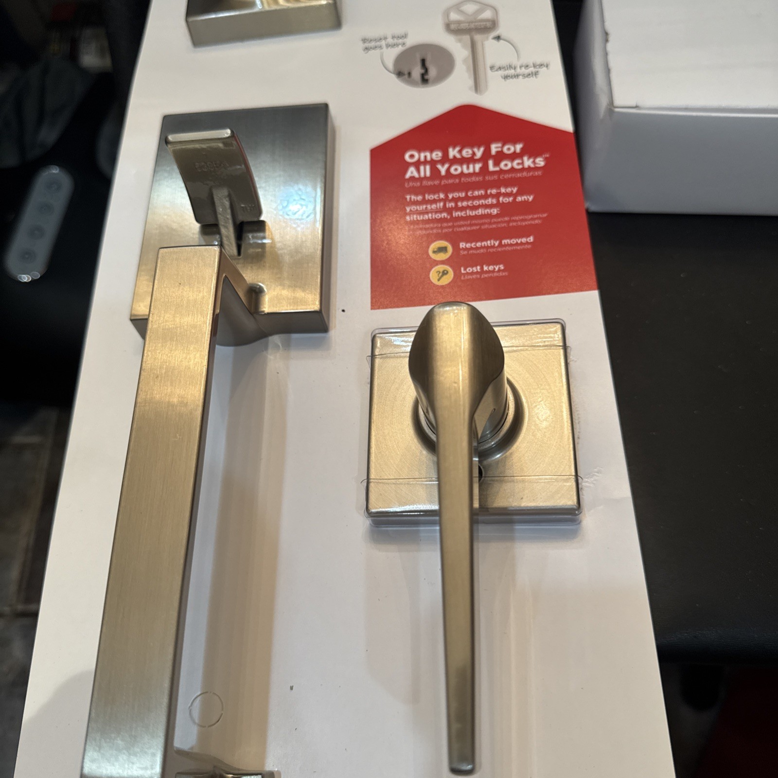 Kwikset Amador Handleset Square Hollis Lever Satin Nickel 96870-187