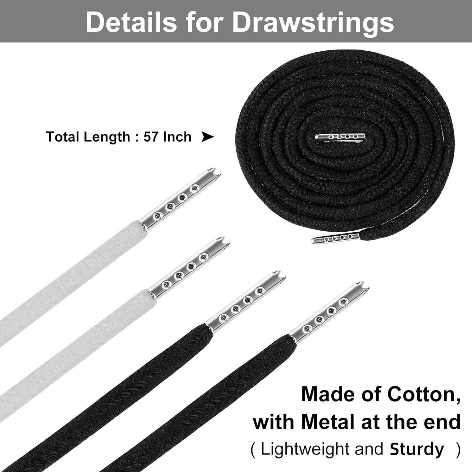MiniRed 12PCS 57" Drawstring Cord Replacement w/Threaders